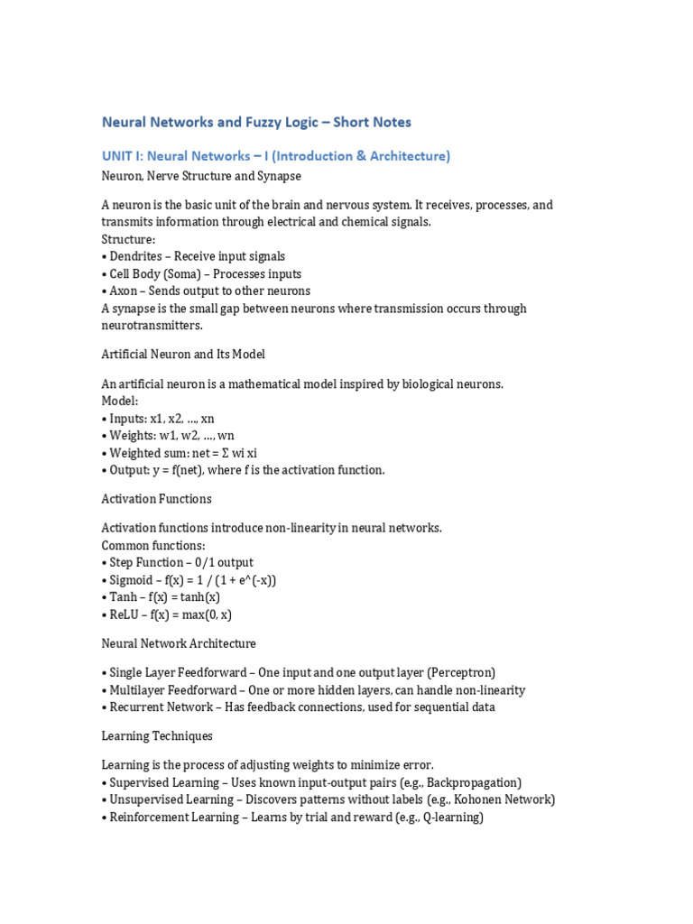 Neural Networks & Fuzzy Logic Overview | PDF | Neuron | Nervous System