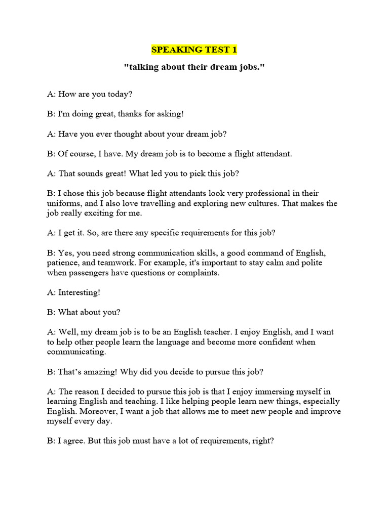 Dream Jobs and Cultural Insights | PDF | Body Language | Thailand