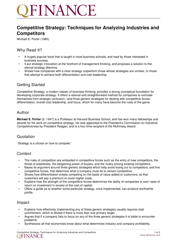 techniques for analyzing industries and competitors