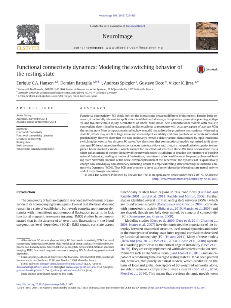 Functional Connectivity Dynamics in Resting State | PDF | Matrix ...