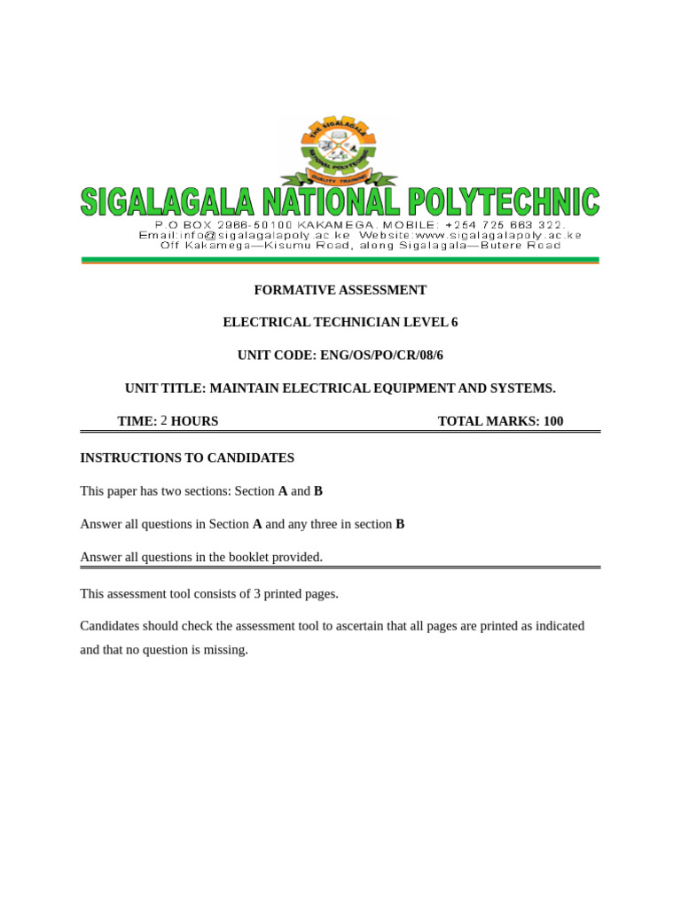 Electrical Technician Assessment Guide | PDF