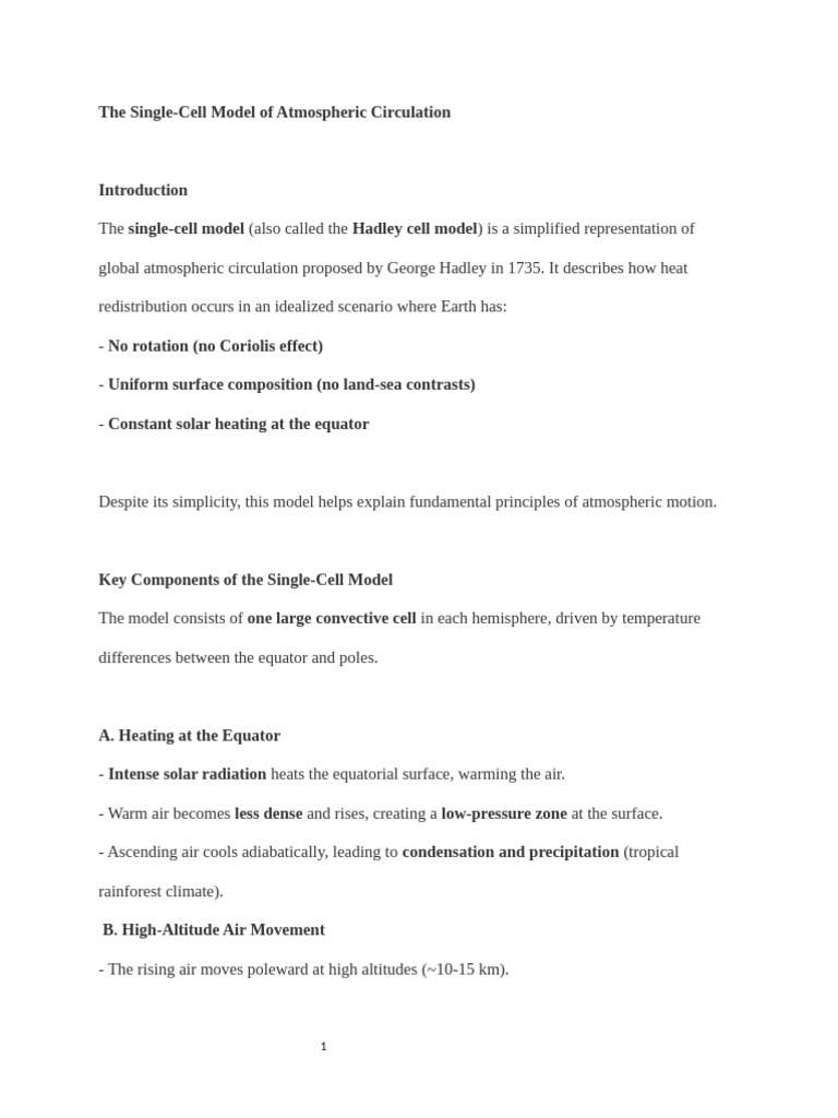 Single-Cell vs. Three-Cell Circulation Models | PDF | Atmospheric ...
