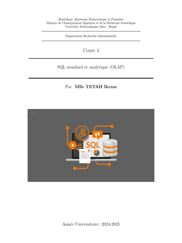 Cours SQL Standard et OLAP 2024-2025 | PDF | SQL | Informatique