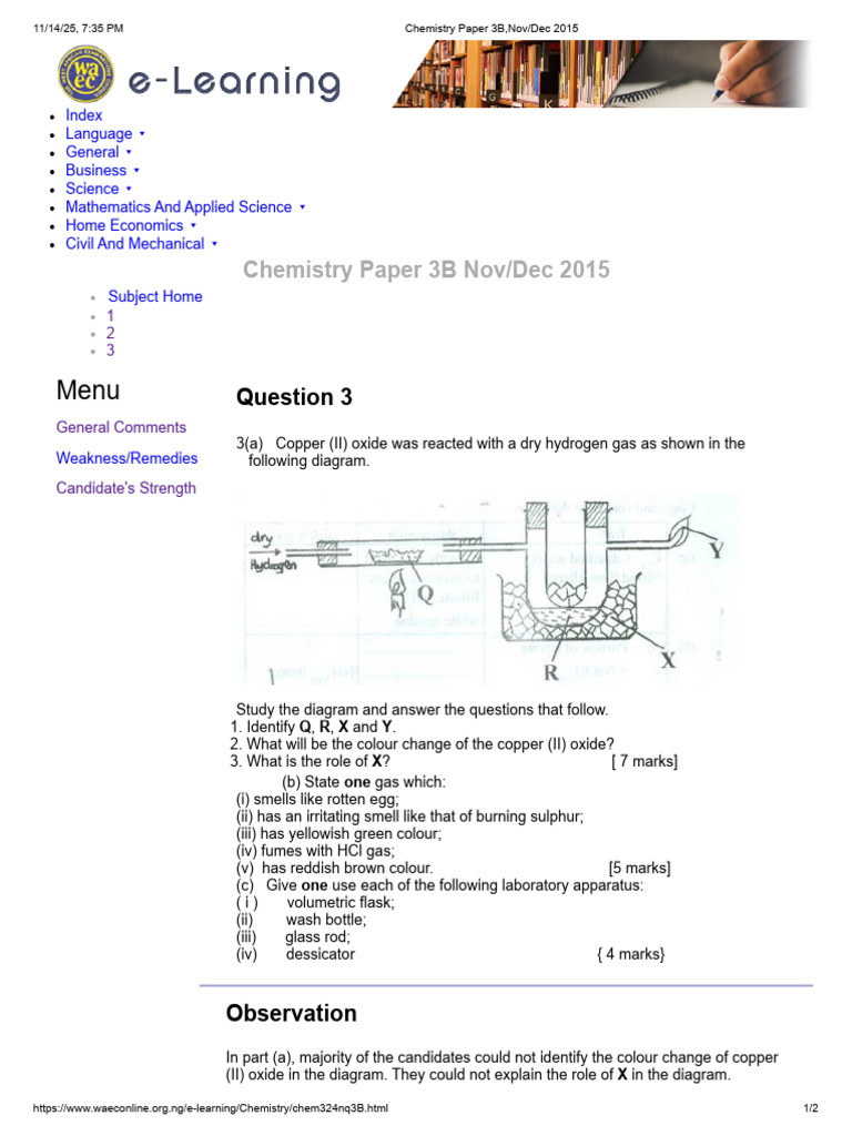 Chemistry Paper 3B Exam Analysis | PDF | Ammonia | Water