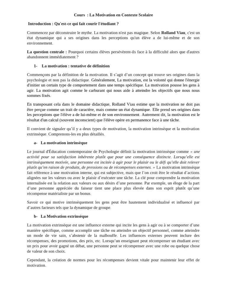 Comprendre la Motivation Scolaire | PDF | Motivation | Motivant