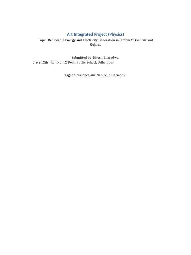 Art Integrated Physics Project Hitesh Bharadwaj | PDF | Solar Power ...