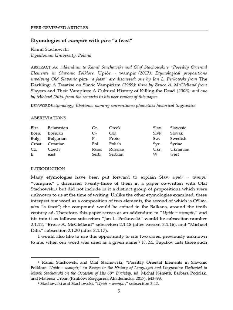 Etymology of Vampire: Slavonic Origins | PDF | Vampires | Slavs