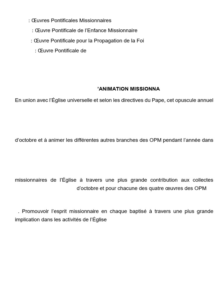 Directives Missionnaires OPM 2024-2025 | PDF | Rosaire