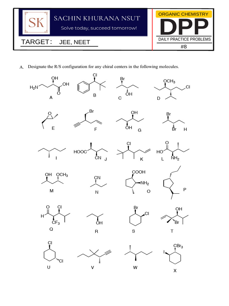 Chiral Center R/S Configuration Practice | PDF | Chess Theory | Chess