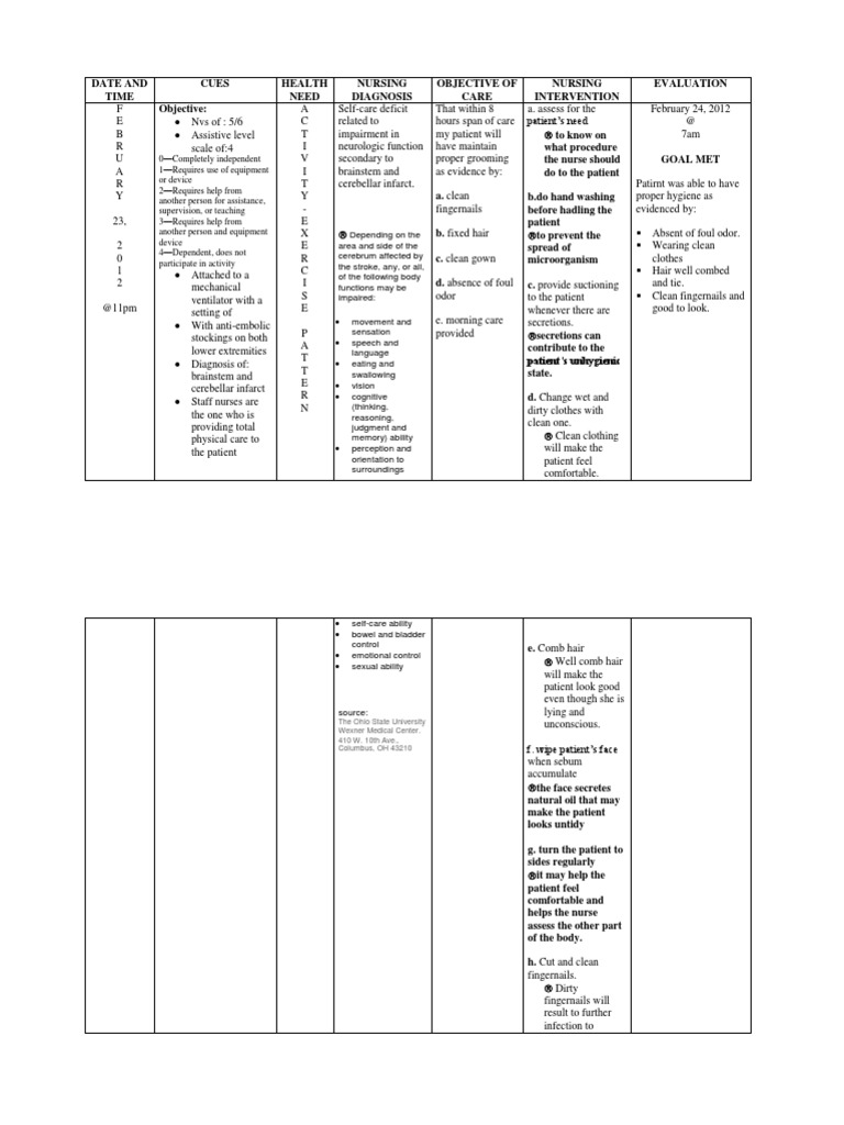 NCP Self Care Deficit PDF Hygiene Health Sciences