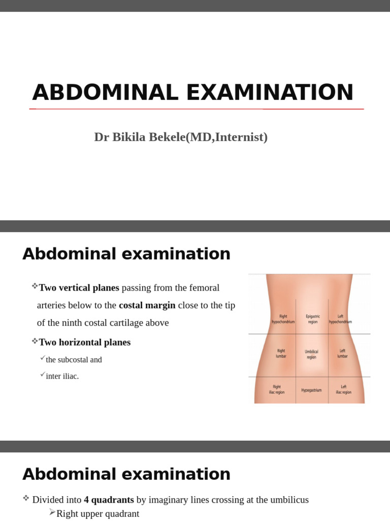 Comprehensive Guide to Abdominal Examination | PDF | Abdomen | Spleen