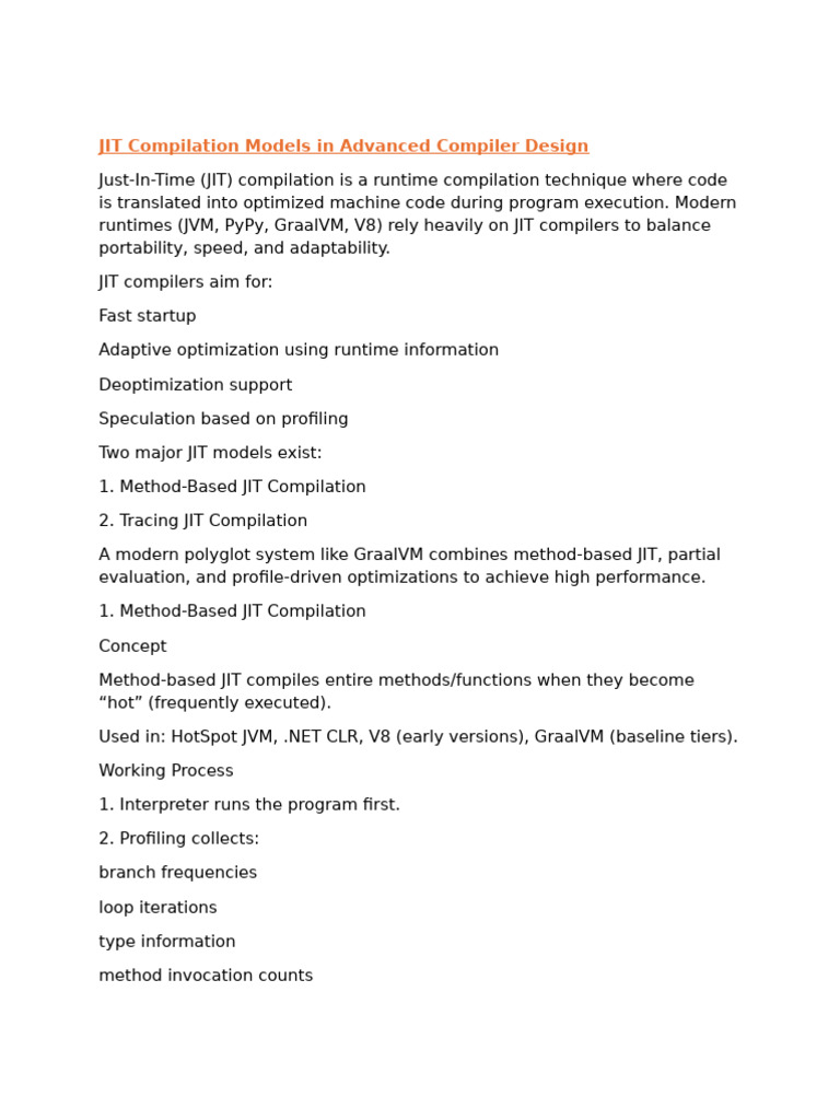 JIT Compilation Models Explained | PDF | Java Virtual Machine ...