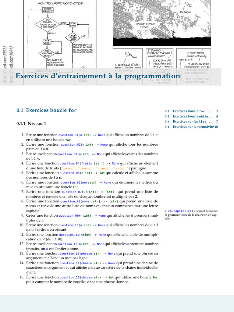 Exercices de programmation en Python | PDF | Somme (arithmétique ...