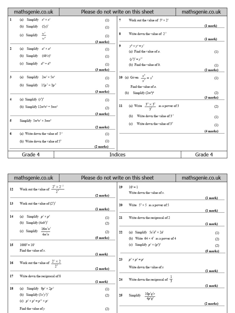 4 Indices Ws | PDF