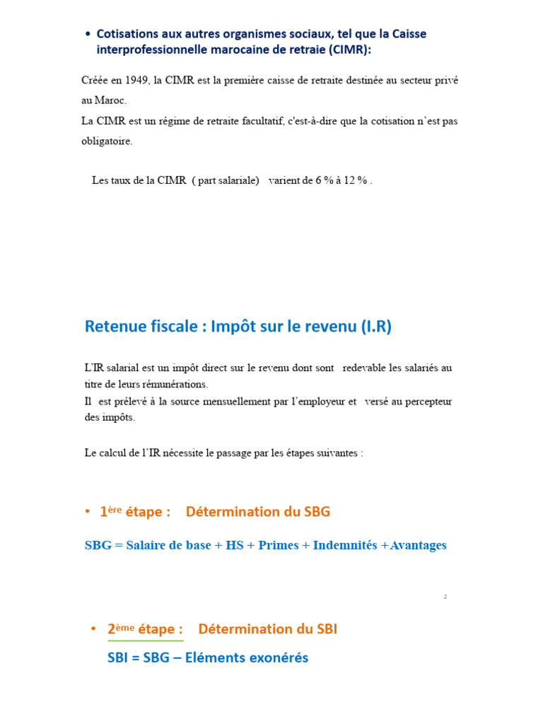 Cotisations et Impôt sur le Revenu au Maroc | PDF | Impôt sur le revenu ...