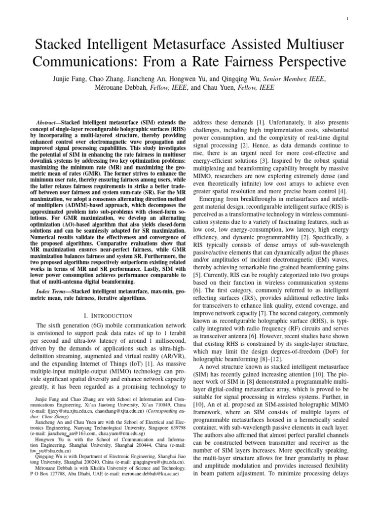 Multiuser Communication with Stacked Metasurfaces | PDF | Mimo ...