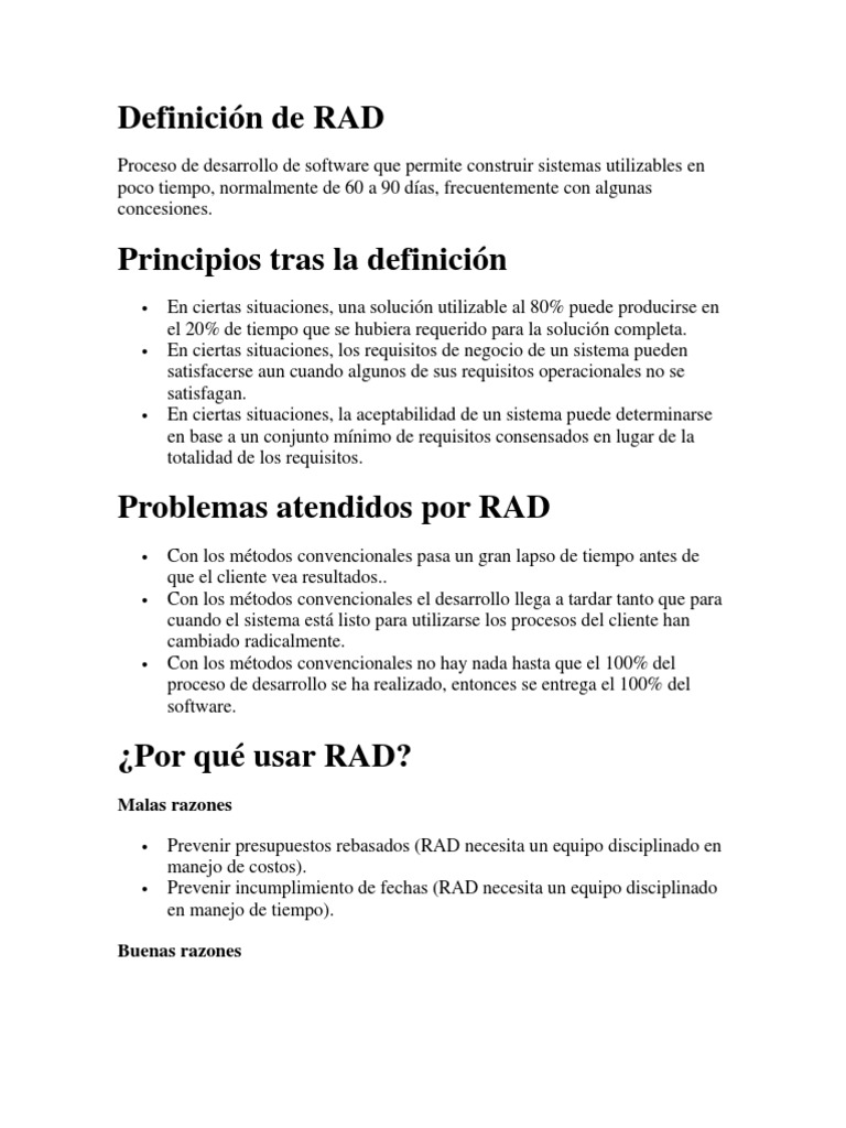 Definición de RAD | PDF | Ingeniería de software | Ingeniería de ...