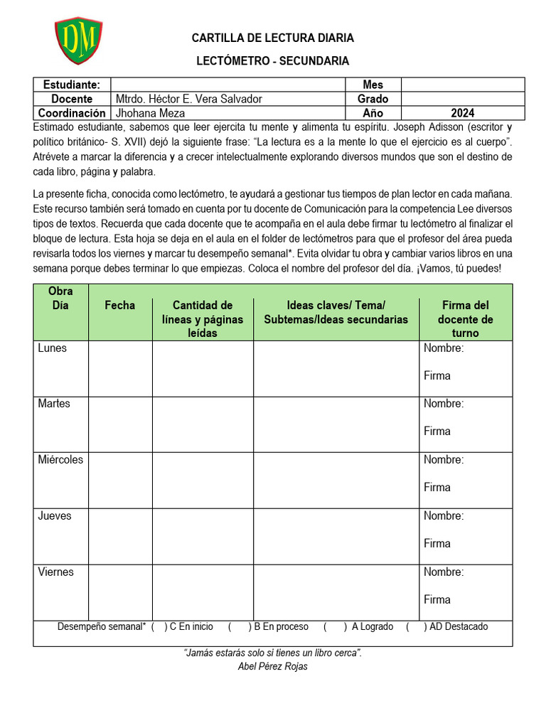 Cartilla de Lectura Diaria | PDF
