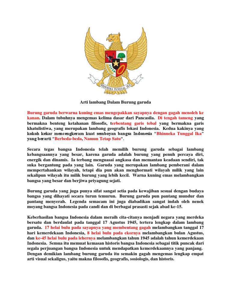 Arti Lambang Dalam Burung Garuda