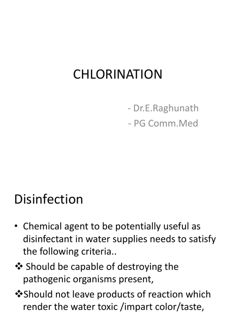 Chlorination Chlorine Water Purification