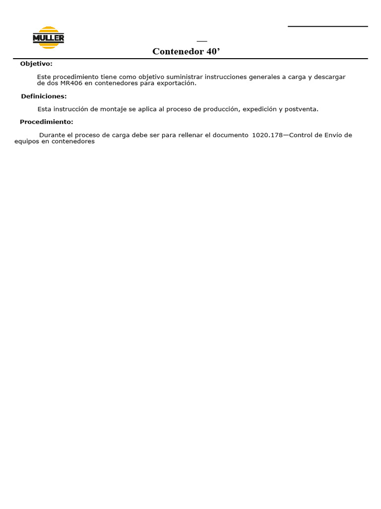 Instrucciones Carga MR406 en Contenedor | PDF | Vehículo de motor