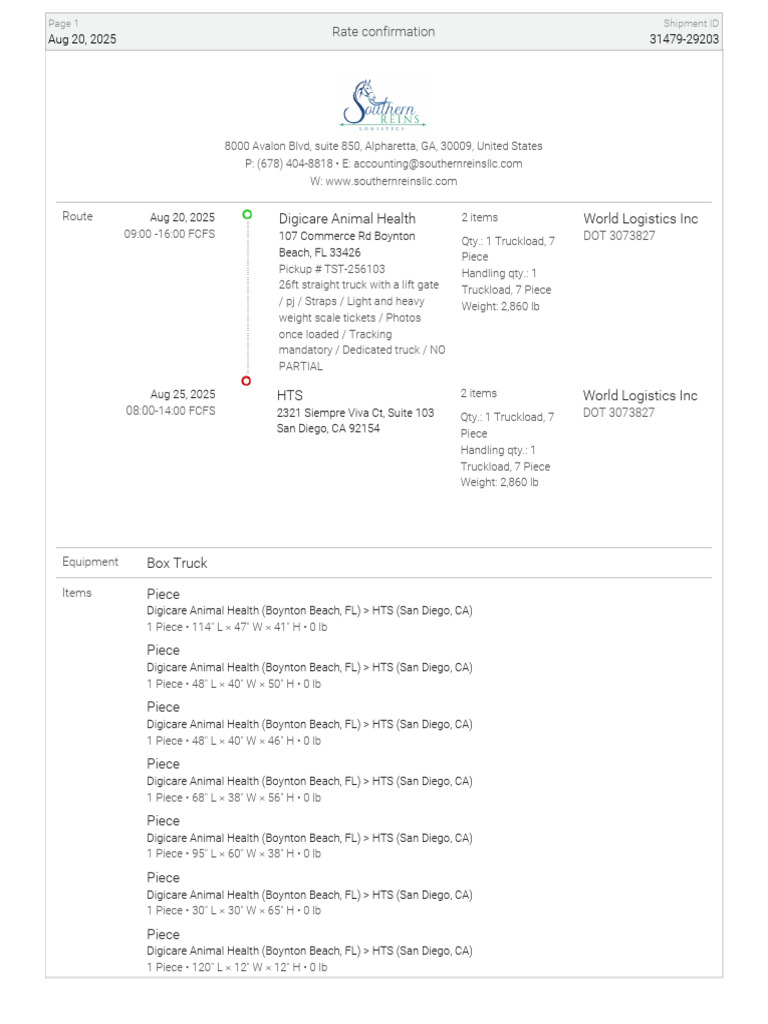 Carrier Rate Confirmation-31479-29203 | PDF | Cargo | Supply Chain ...