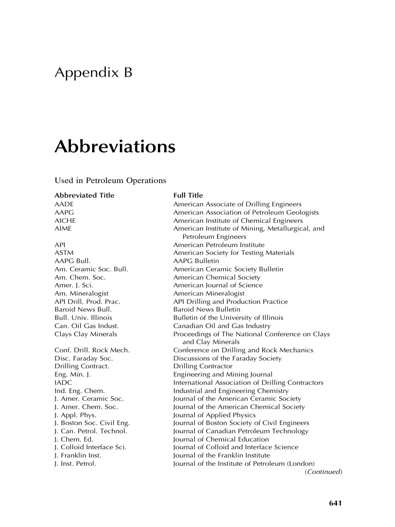 Petroleum Operations Abbreviations Guide | PDF | Petroleum
