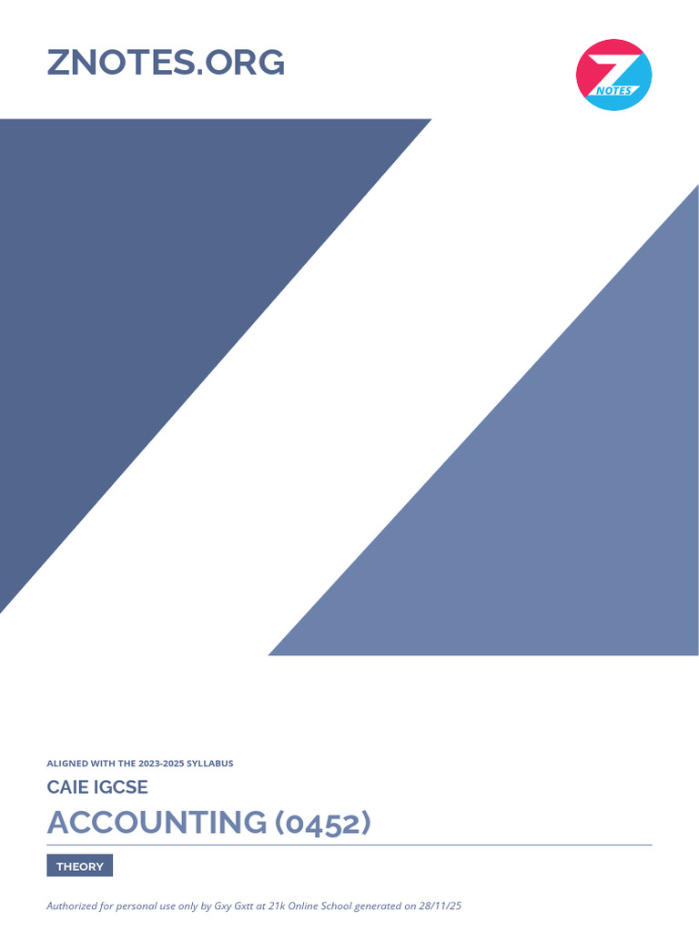 Caie - Igcse - Accounting | PDF | Debits And Credits | Bookkeeping