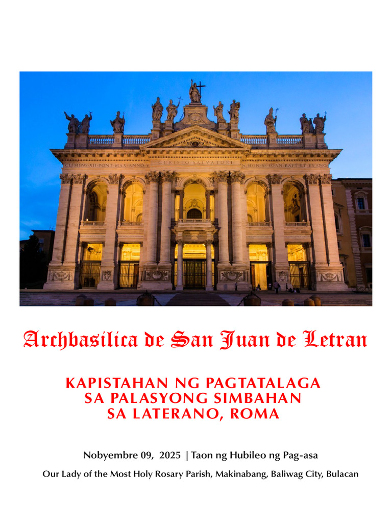 Kapistahan NG Pagtatalaga Sa Palasyong Simbahan Sa Laterano Roma | PDF