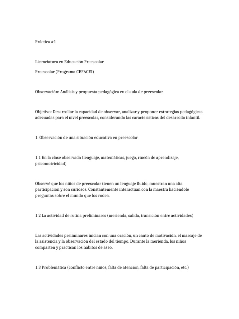 Practica Preescolar | PDF | Educación de la primera infancia | Aprendizaje
