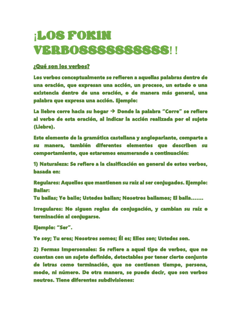 Los Fokin Verbossssssssss | PDF | Verbo | Sintaxis