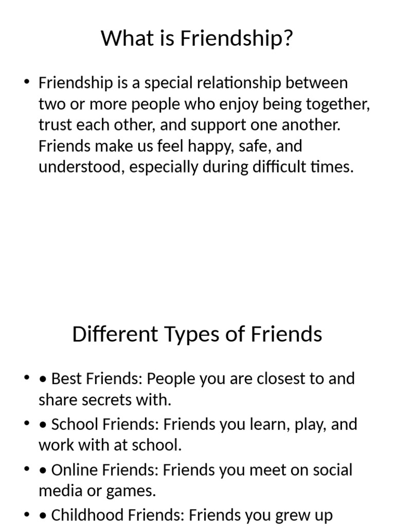 Understanding Friendship: Types and Qualities | PDF