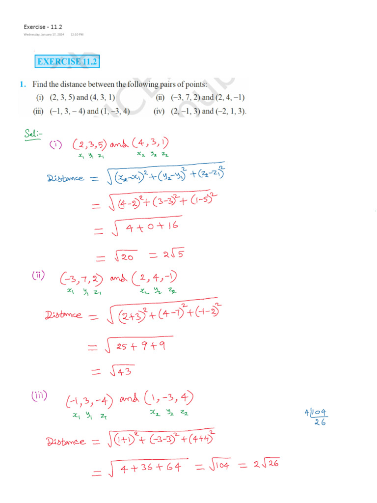 Ch-11 - Ex11.2 - 3D Geometry | PDF