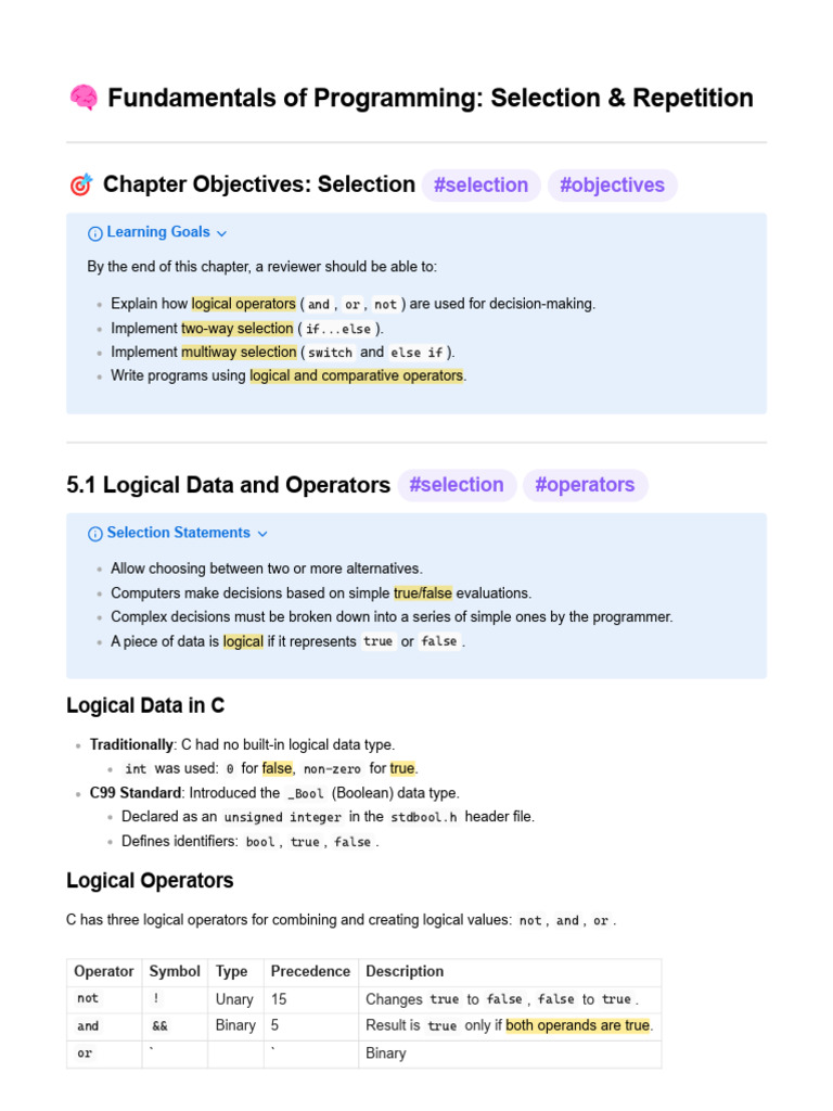 Programming Fundamentals: Logic & Control | PDF | Control Flow ...