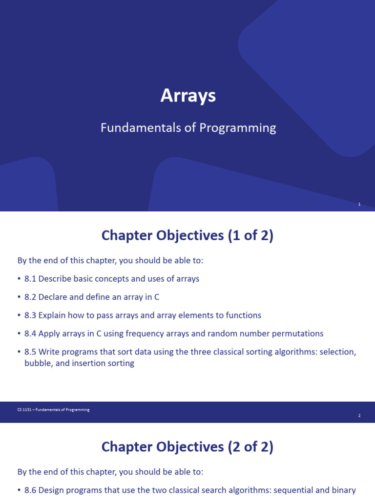 Arrays | PDF | Function (Mathematics) | Variable (Computer Science)