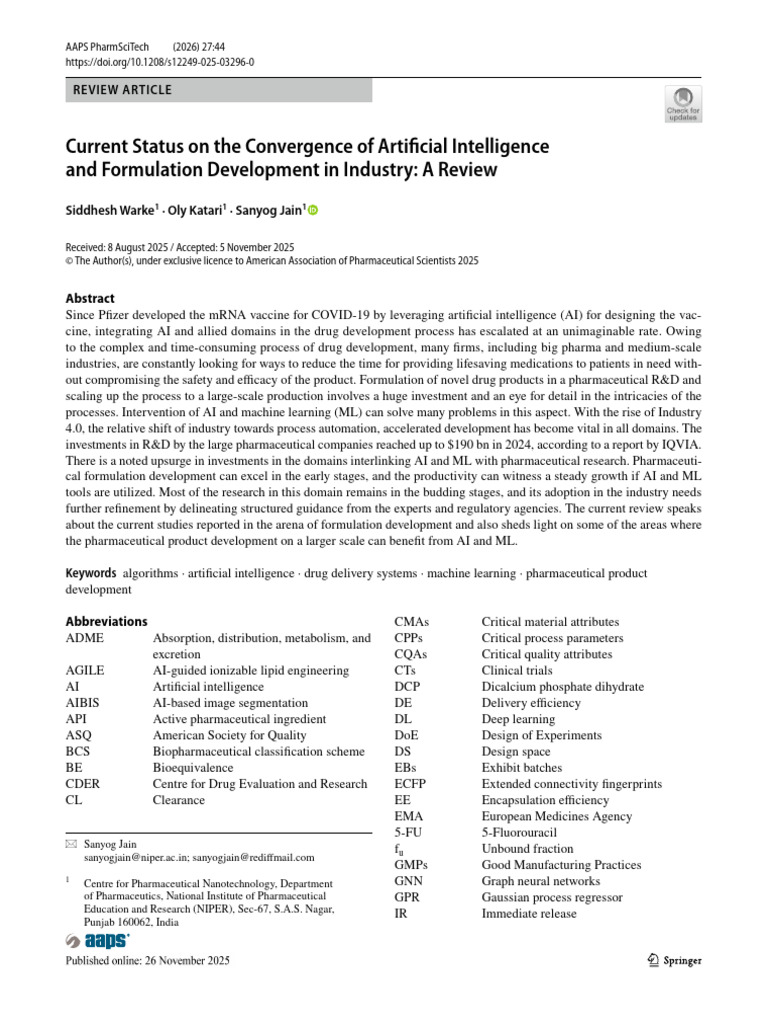 AI in Pharmaceutical Formulation Development | PDF | Machine Learning ...