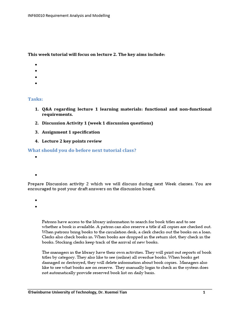 INF60010 Week 2 Tutorial Class Notes and Discussion Activity 2 | PDF ...