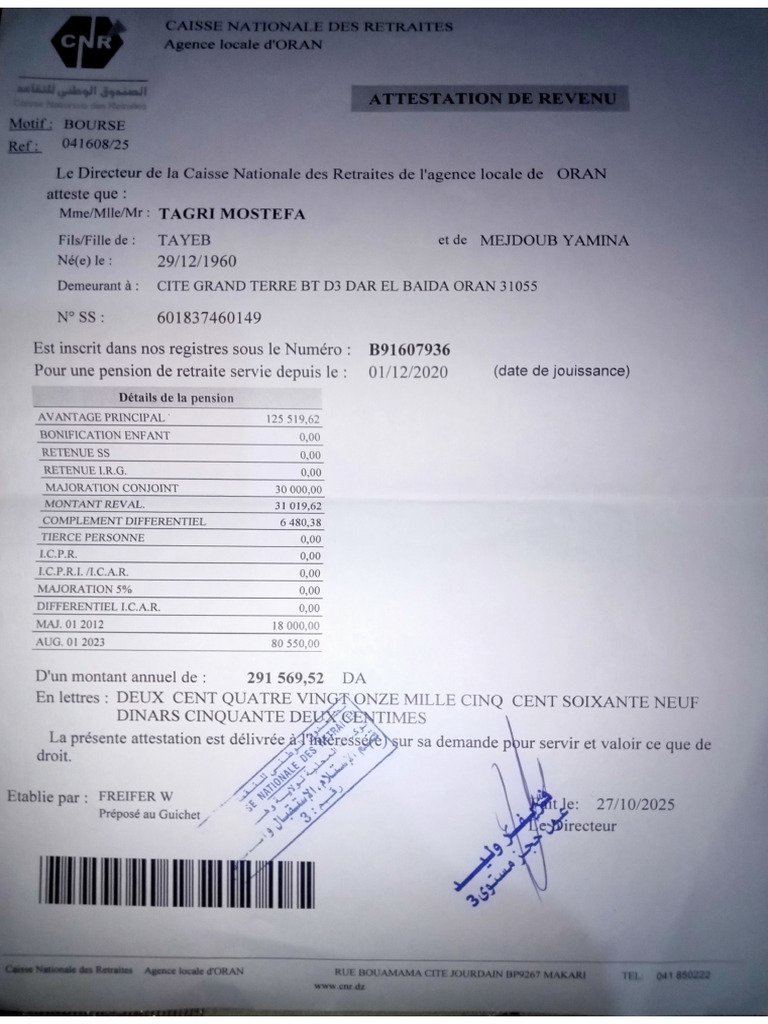 .PDF Attestation de Revenus | PDF