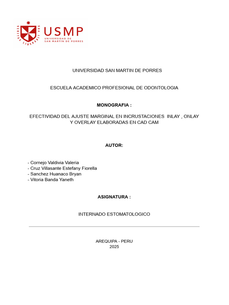 Efectividad del Ajuste Marginal en Incrustaciones CAD-CAM | PDF