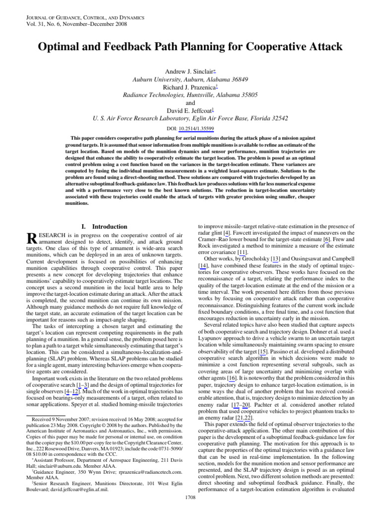 Cooperative Path Planning for Aerial Munitions | PDF | Covariance ...