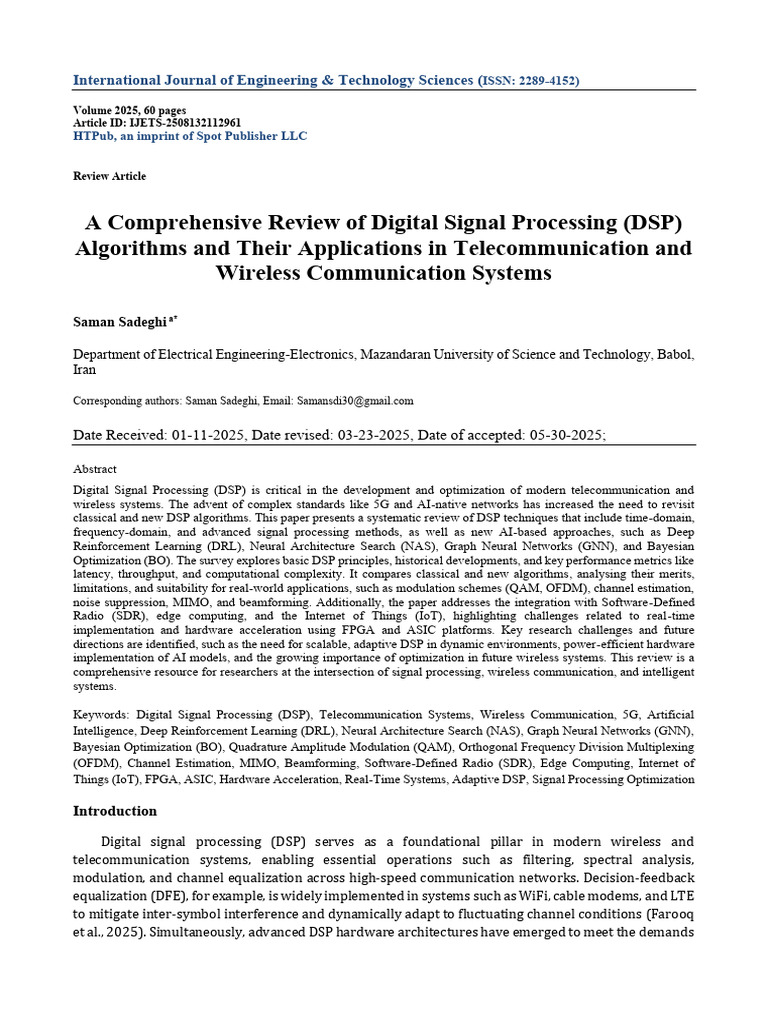 DSP Algorithms in Wireless Communication | PDF | Digital Signal ...