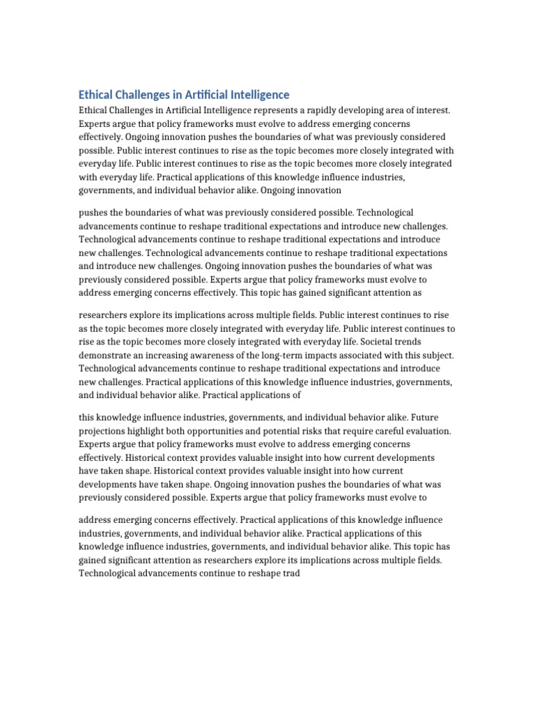 Ethical Challenges in Artificial Intelligence | PDF | Artificial ...