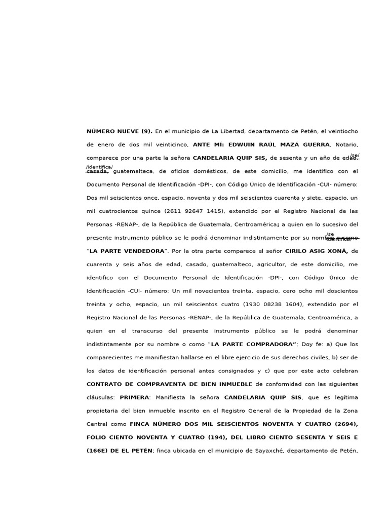 Contrato de Compraventa en Petén | PDF | Guatemala | Propiedad