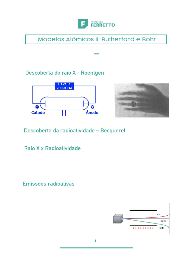 Modelos Atômicos: Rutherford e Bohr | PDF | Elétron | Nível de energia