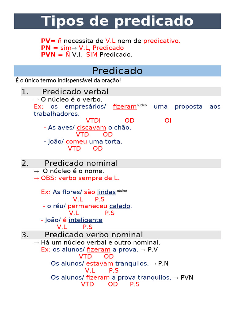 T 3 - Tipos de Predicado | PDF