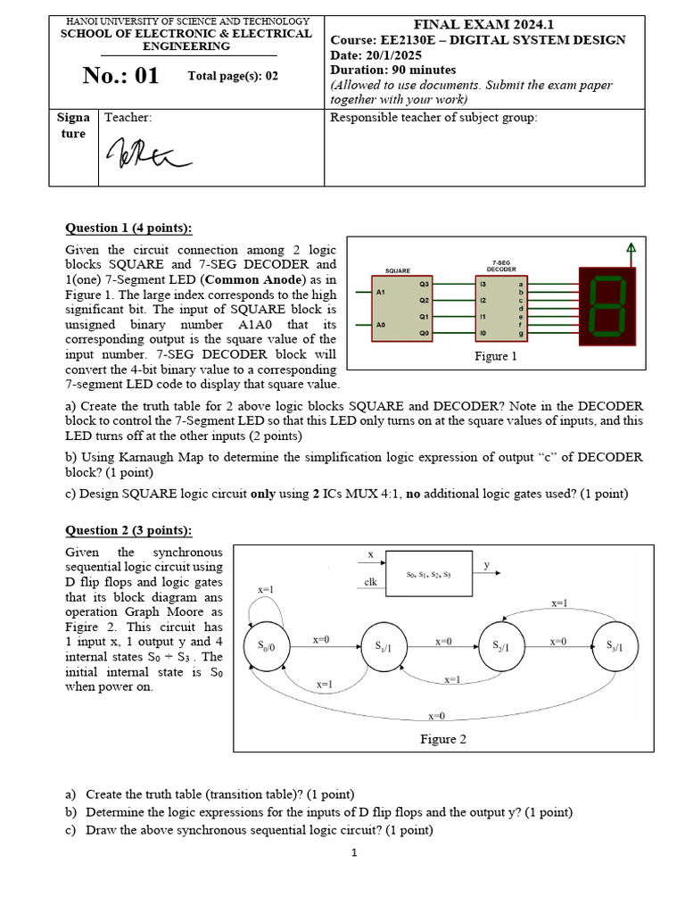 Digital System Design Exam 2024.1 | PDF | Analogue Electronics | Analog ...