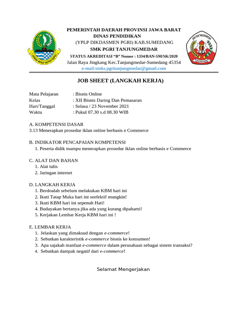 Job Sheet BO XlI BDP | PDF