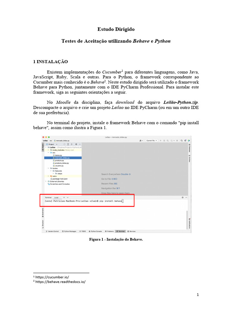 Testes de Aceitação com Behave e Python | PDF | Linguagem de ...