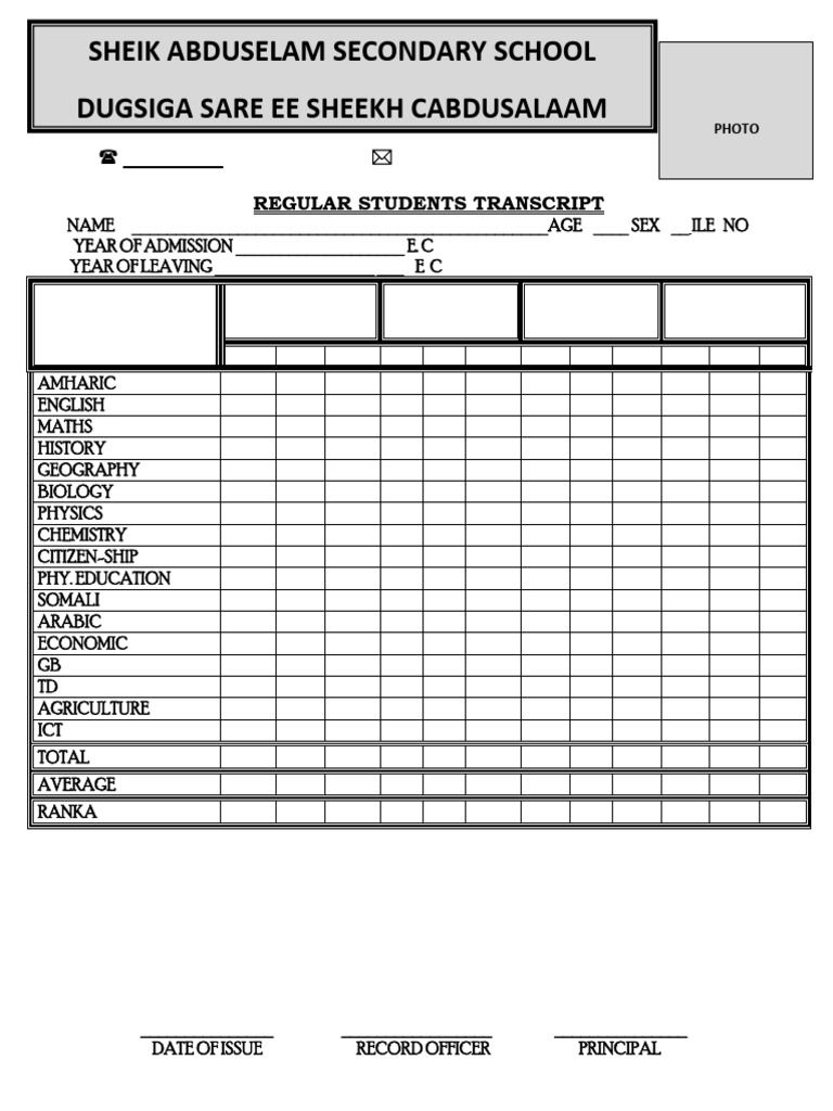 Student Transcript Template | PDF