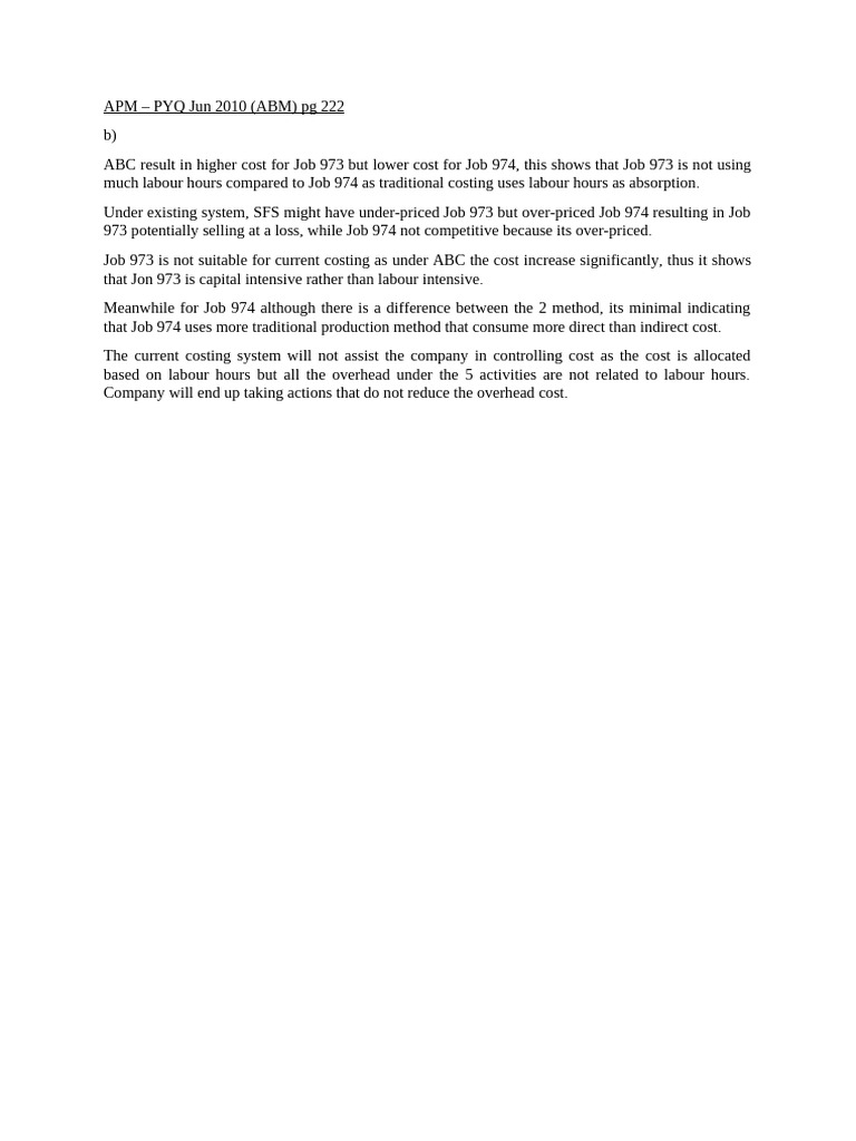 APM - PYQ Jun 2010 (ABM) | PDF | Profit (Economics) | Cost Accounting